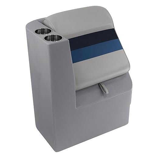 Wise 8WD1305L-1011 Deluxe Series Pontoon Left Lean Back Recliner, Grey/Navy/Blue