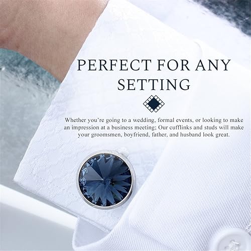 Miniatura 3 de HAWSON Cufflinks for Men with 46 pcs Shirt Studs Set Gift Box Packed Mens Jewelry or Accessories for Wedding Party Anniversary Birthday