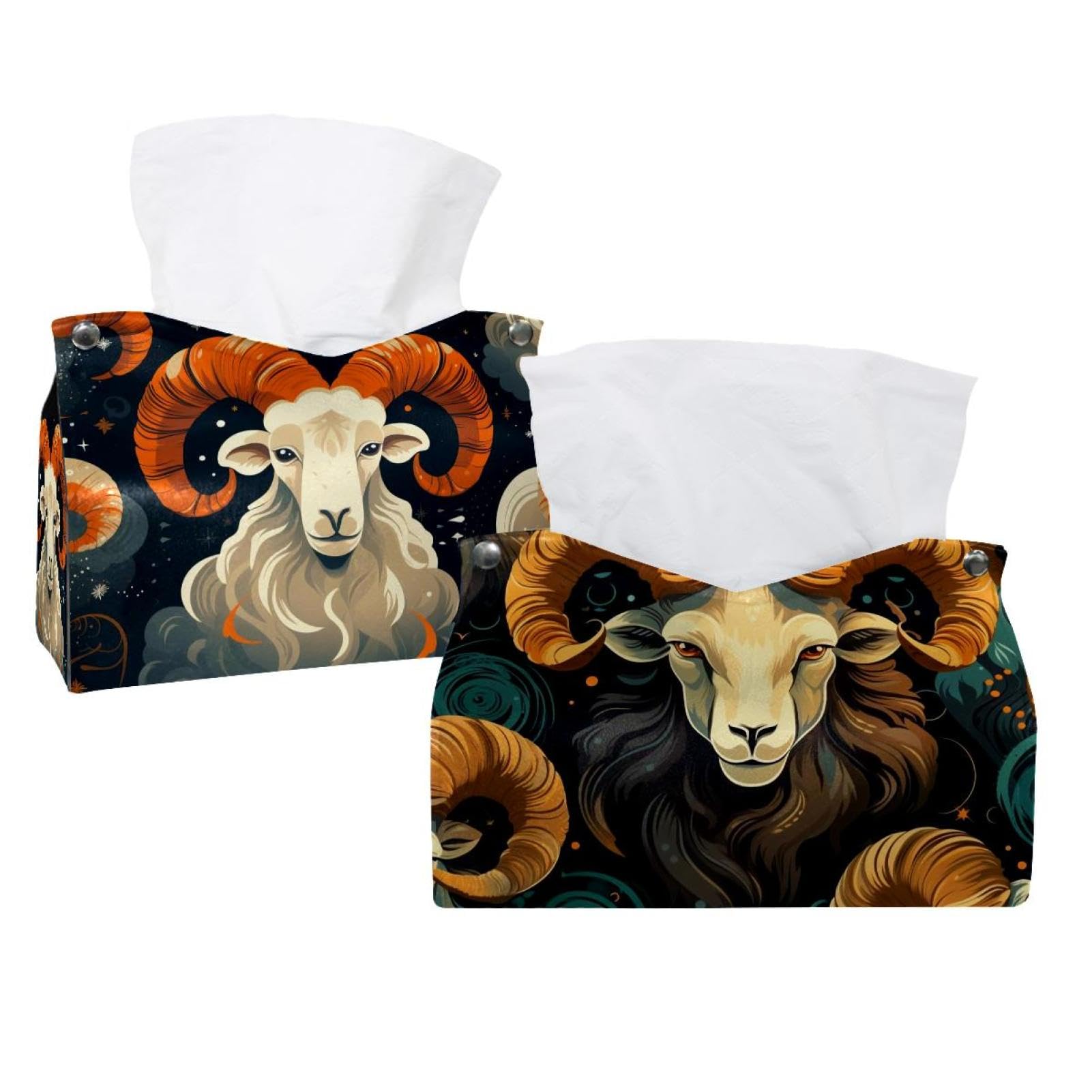 Boîtes à mouchoirs Bélier en cuir salle de bain lot de 2