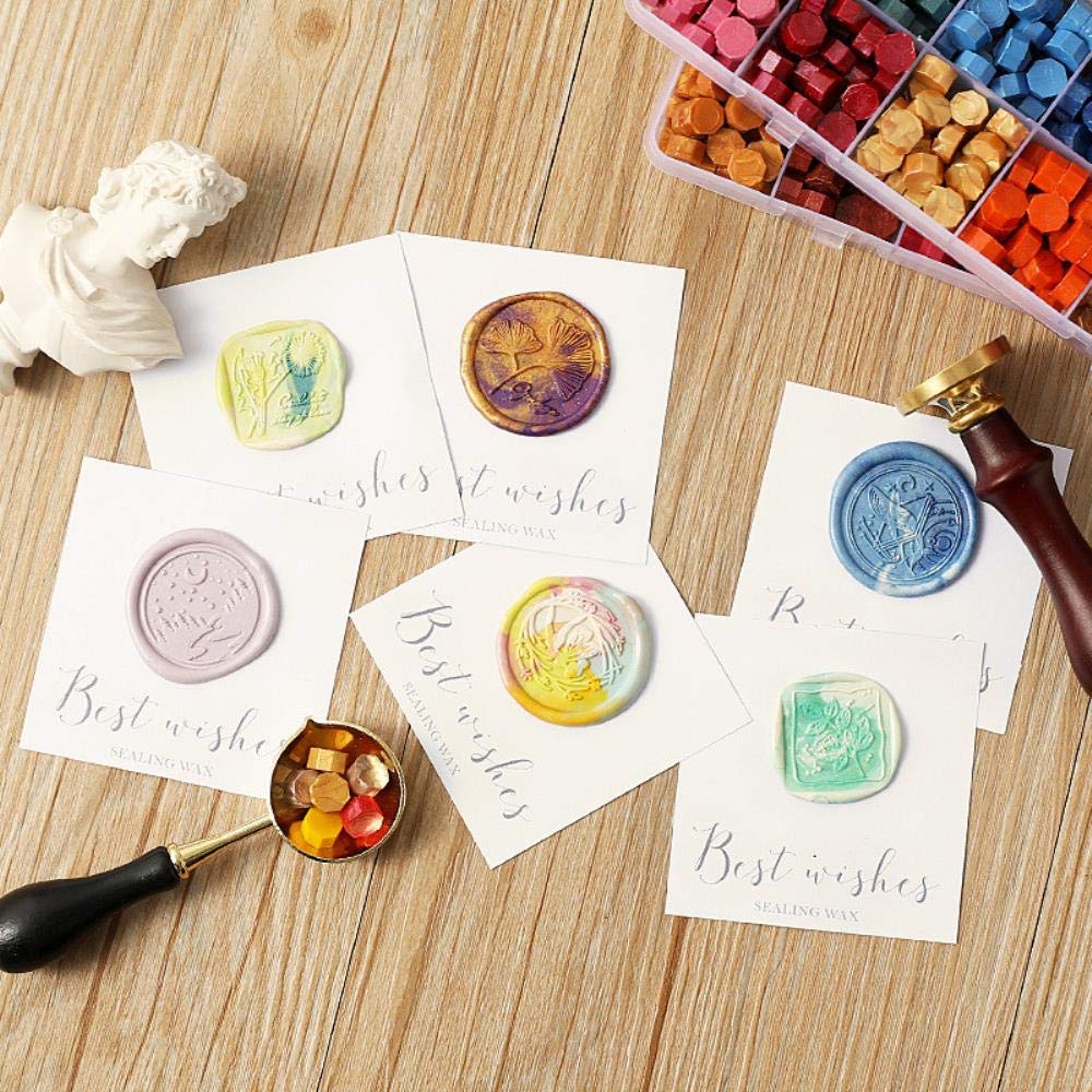 Ensemble de cire de laque en boîte transparente de 24 couleurs, tampons clairs, personnalisation de particules de joint de poudre d'or -15 couleur 3