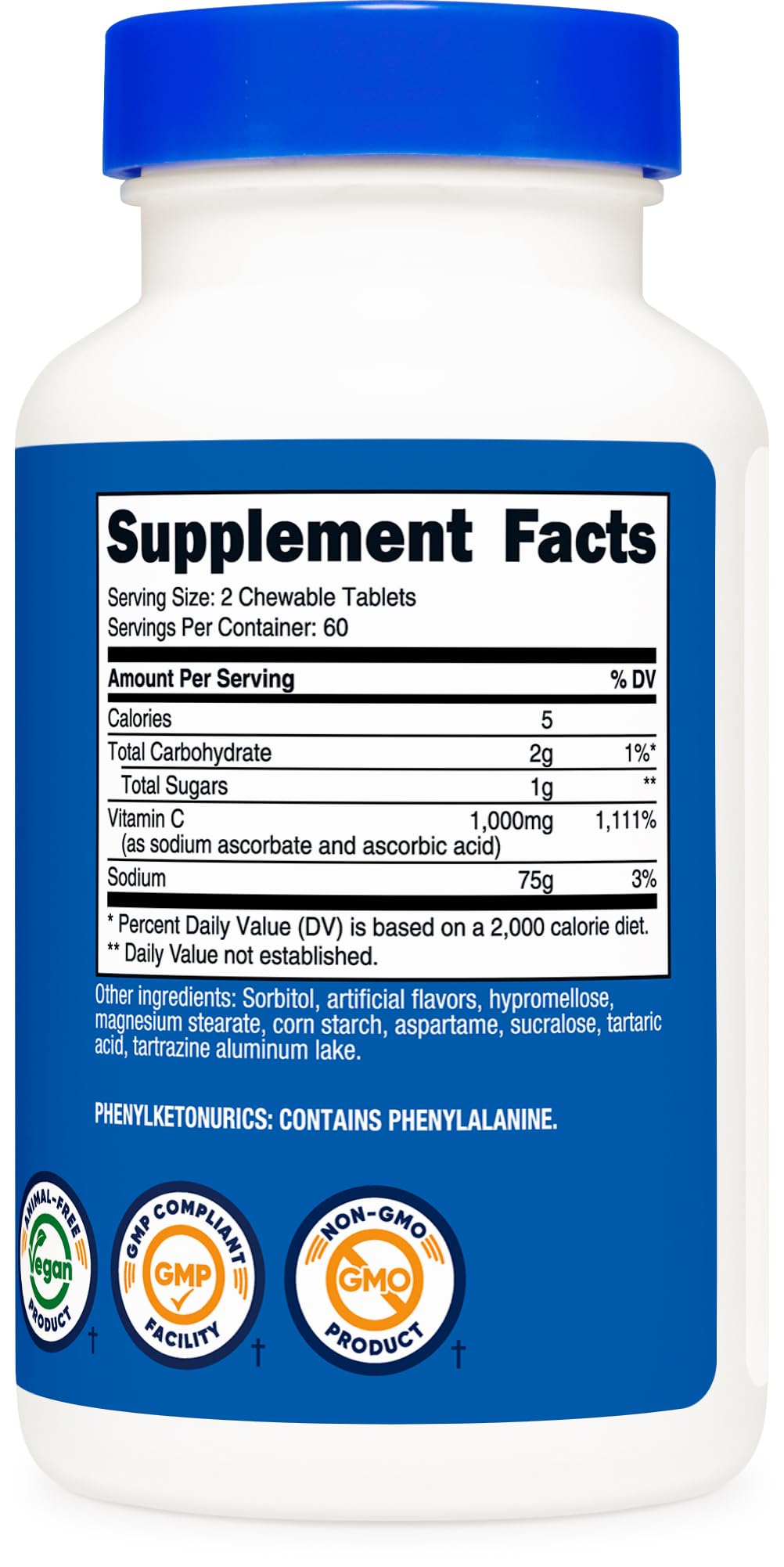 Nutricost Vitamin C Chewable (1,000mg) 120 Tablets, Vegan — Amazon image 5