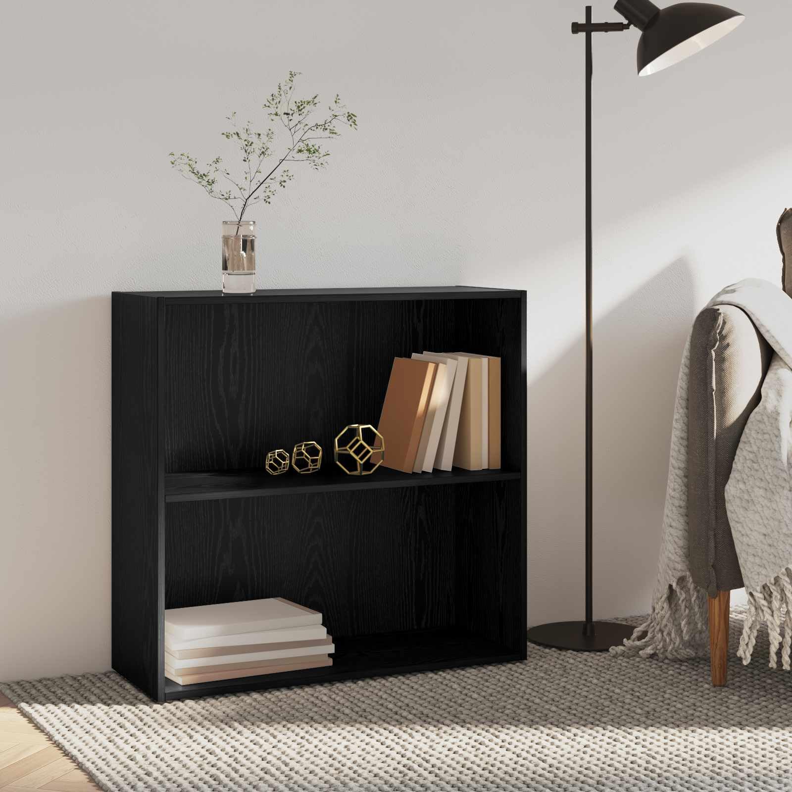 Libreria nera effetto rovere, 80 x 30 x 76,5 cm