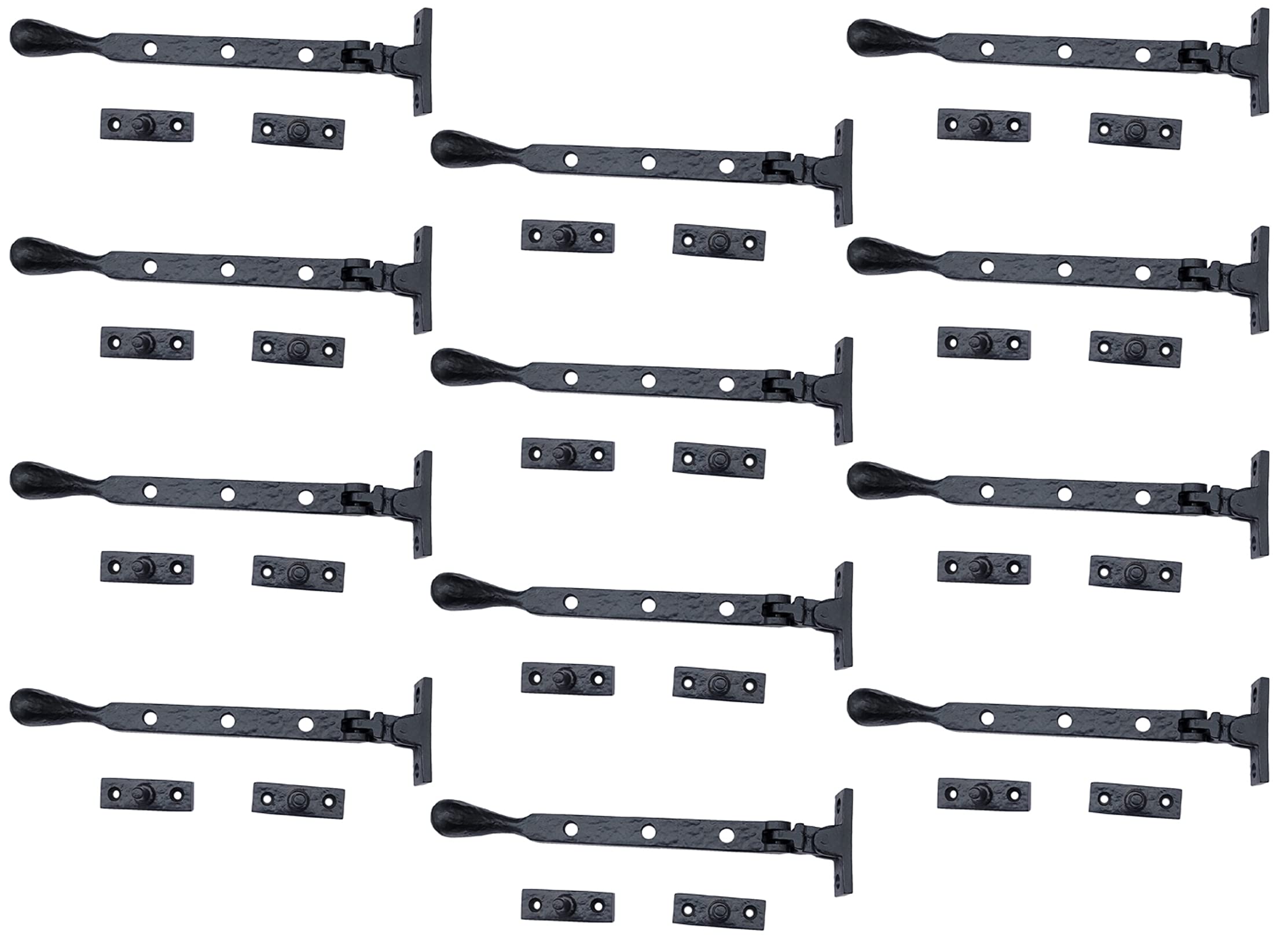 Adonai Hardware 8 Inch"Araunah" Antique Cast Iron Window Casement Stay (Supplied as 12 pieces per pack) - Matte Black Powder Coated