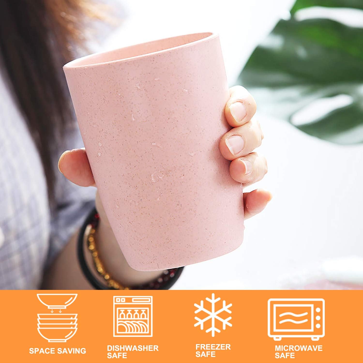 DeeCoo Eco-friendly Unbreakable Reusable Drinking Cup (12 OZ), Wheat Straw Stackable, Healthy Tumbler Set 15, Reusable Bathroom Drinking Cup,Dishwasher Safe