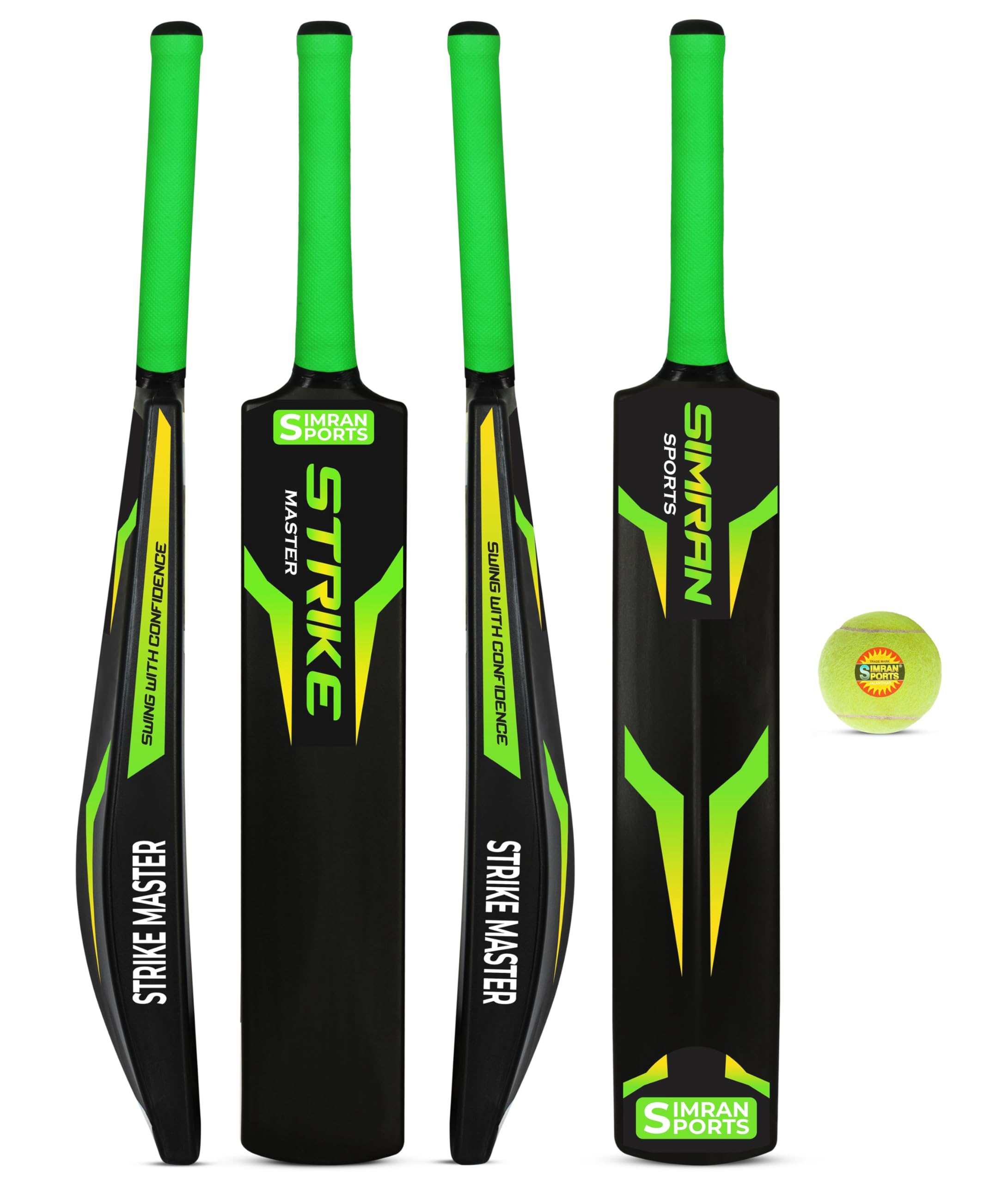 SIMRAN SPORTS Cricket Bat, Plastic Bat with 1 Pc Tennis Cricket Ball, Plastic Cricket Bat Full Size Hard Heavy Duty Cricket PVC/Plastic Cricket Set (Weight 800-850g) (Black/Green)-picture-12
