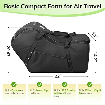 YOREPEK Extendable Infant Car Seat Travel Bag | Fit for Doona, Nuna Pipa, Graco SnugRide 35, UPPAbaby Mesa, Chicco Keyfit 30, Padded Car Seat Cover with Extra Storage Bag