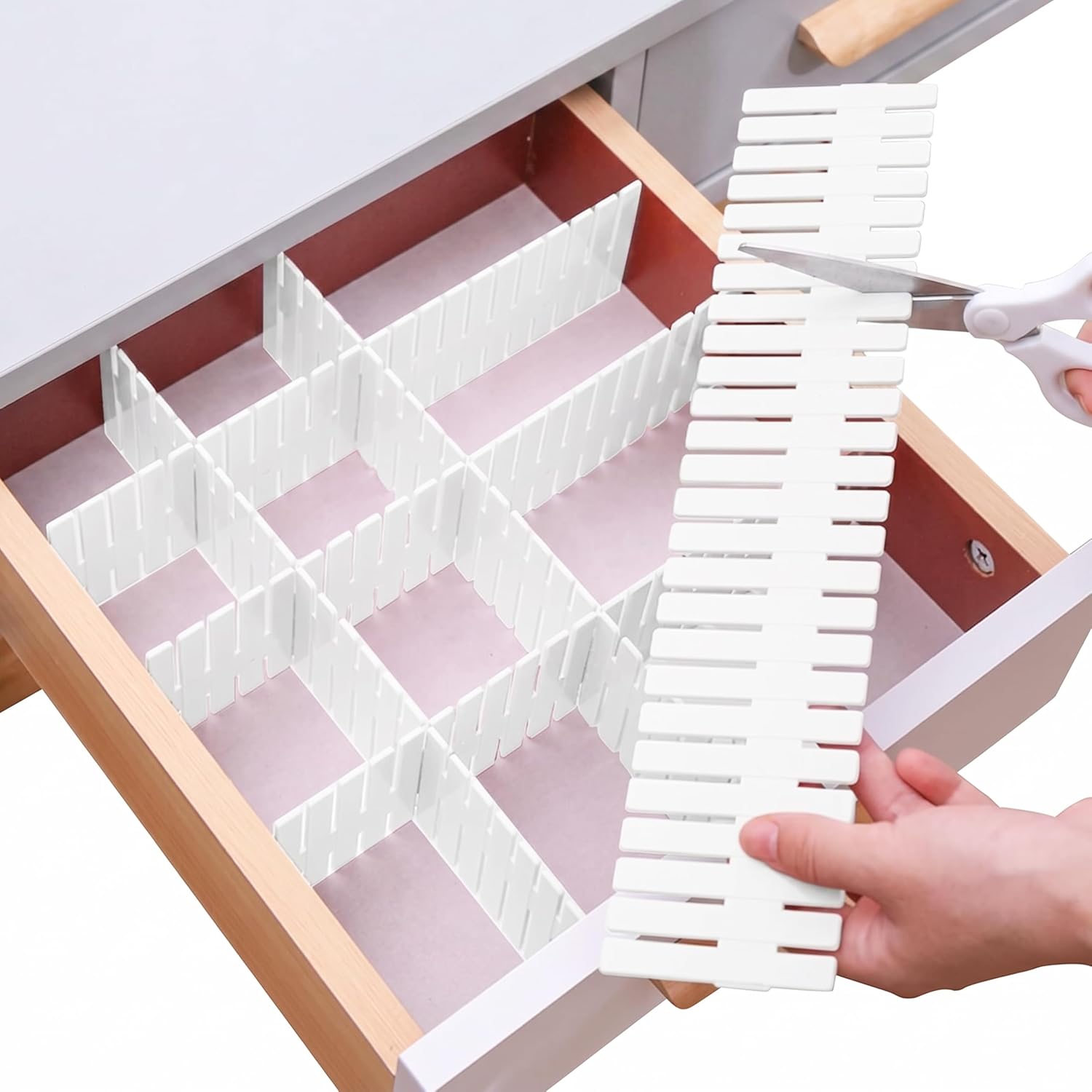 16 Pack Drawer Dividers, Extra-Long 18.5" Adjustable Drawer Organizer for Clothes, Socks, Underwear, Makeup, Kitchen - Heavy Duty Plastic Drawer Separators for Dresser, Office, Bathroom
