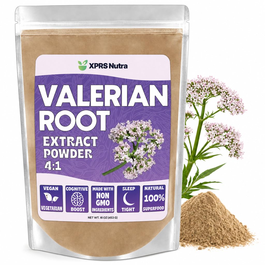 XPRS Nutra Valerian Root Extract Powder 4:1 - Premium Valerian Root Powder for Cognition - Vegan Friendly Herbal Sleep Support (16 Ounce)