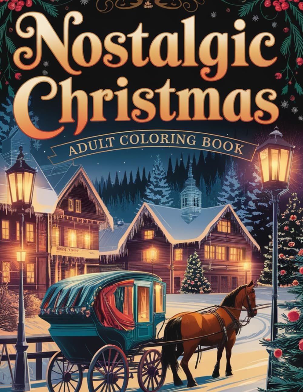 Nostalgic Christmas Coloring Book For Adults: Bring Back The Magic Of Christmas Past! With Vintage Holiday Scenes.: Perfect For Stress Relief, ... Creativity. Includes 50 coloring pages.