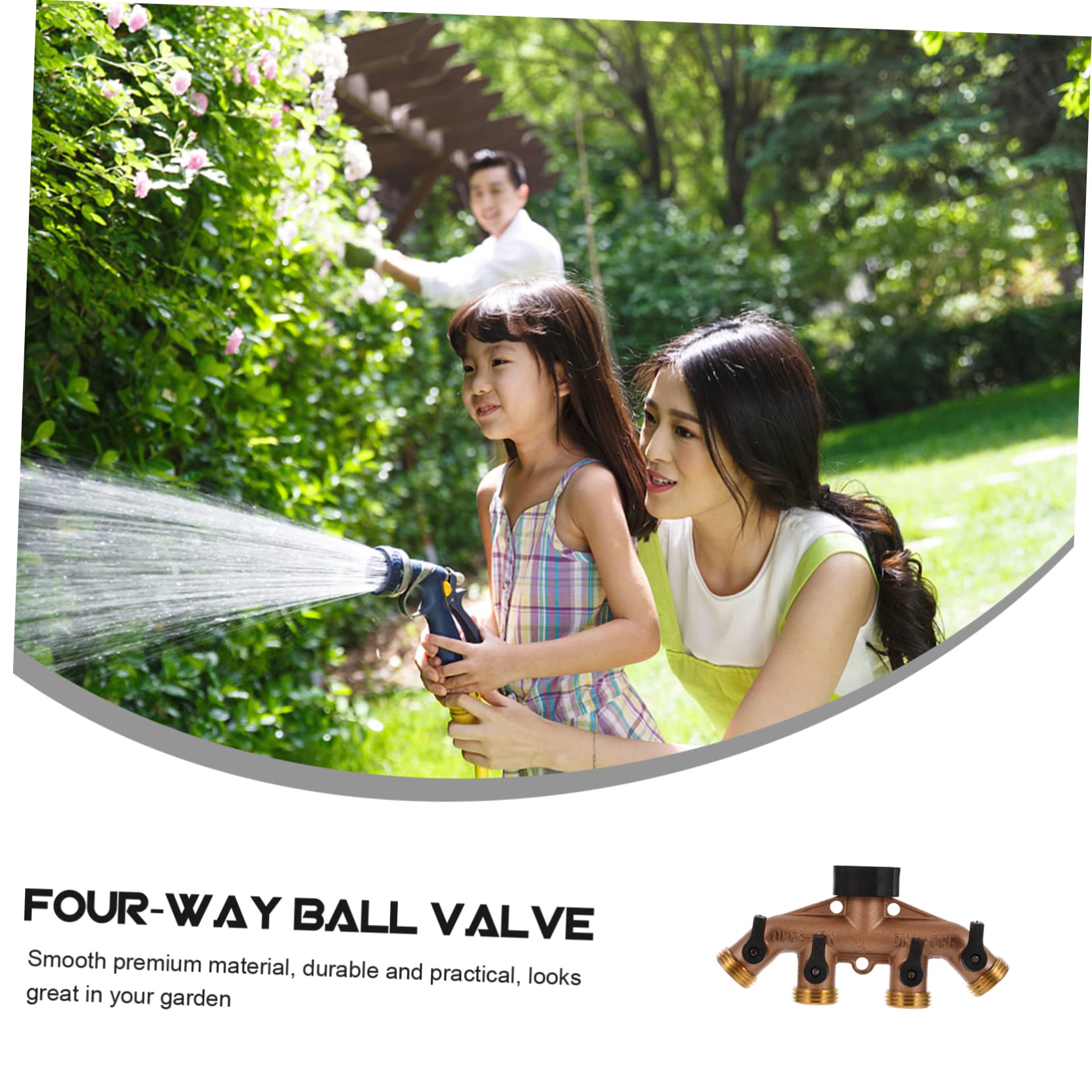Divisor De Válvulas y Adaptador De Manguera De Latón 4 Vías para Riego De Jardín Válvulas Individuales, Tamaño Estándar, Resistente y Portátil para Sistemas De Riego Domésticos