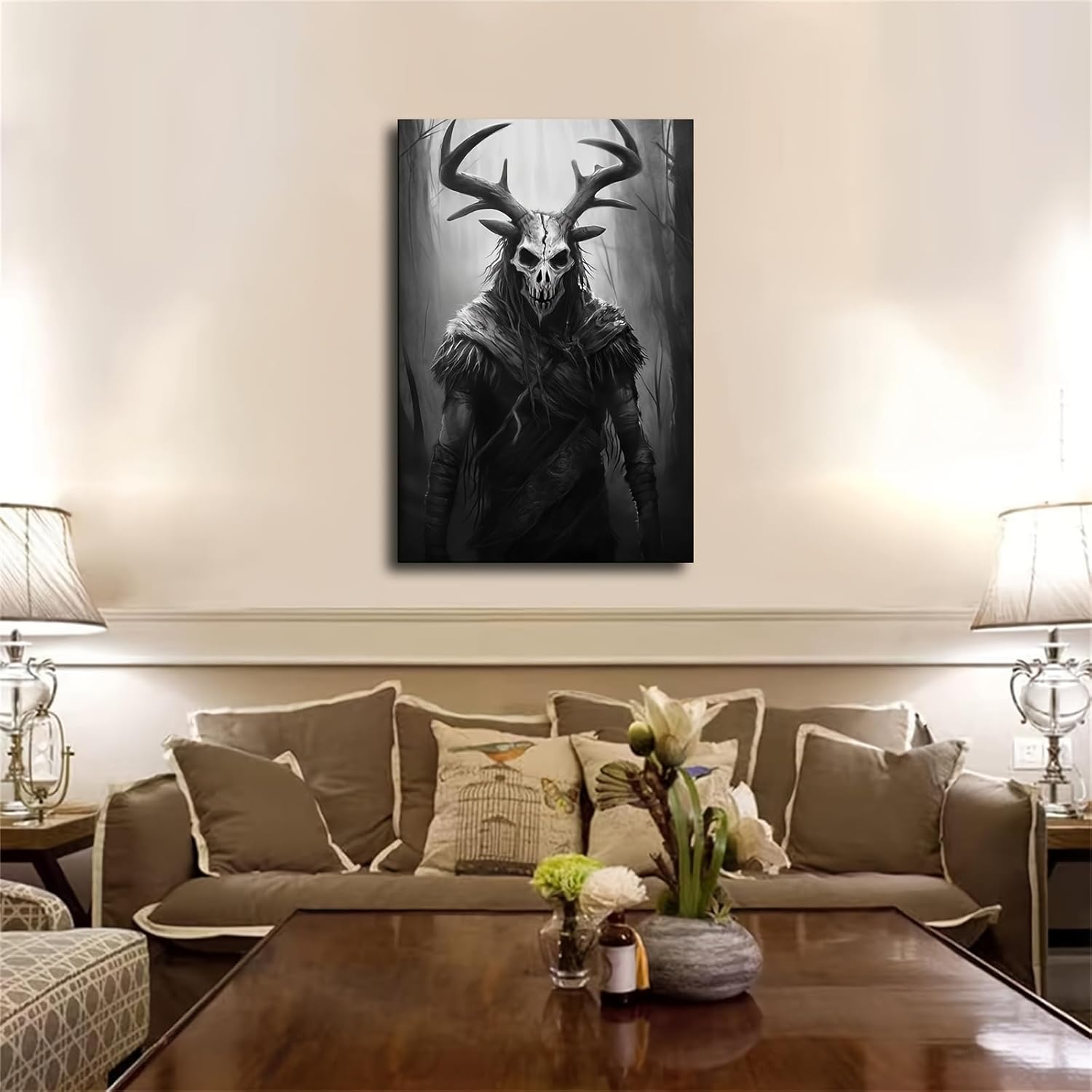 Scary Devil Wendigo Canvas Art Poster and Wall Art Picture Print Modern Family Bedroom Decor (Framed 08×12inch)