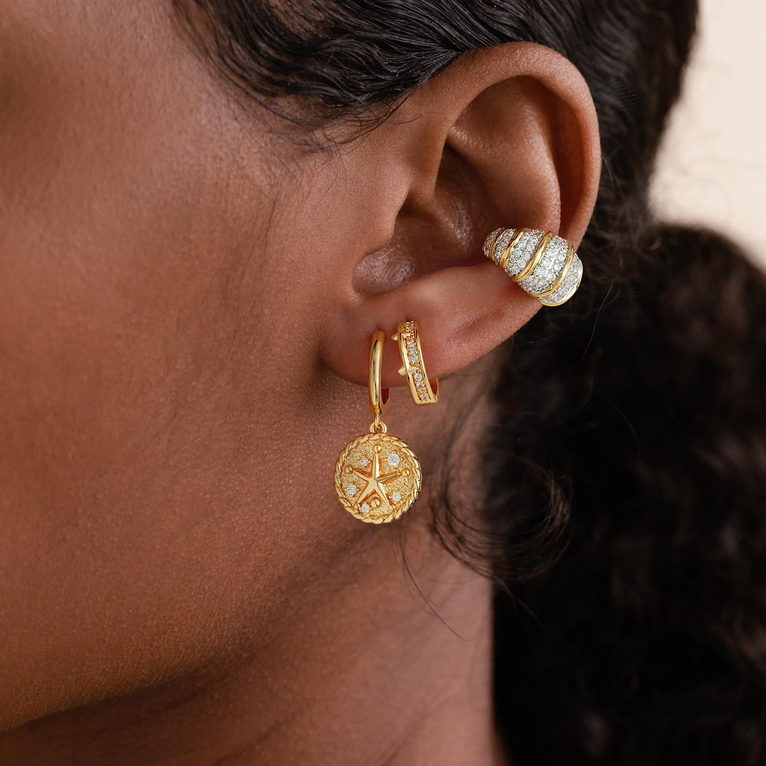 MYEARS Women Earrings Gold Huggie Hoop Dangle Drop 14K Gold Plated Small Simple Hypoallergenic Everyday Jewelry - Image 3