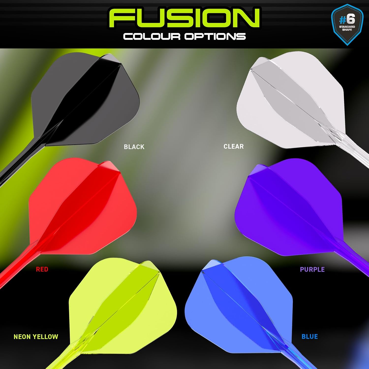 Winmau Fusion No.6 Integrated Flight & Shaft System - Lightweight Replacement Set for Steel & Soft Tip Darts - 90-Degree Wing Design Sizes