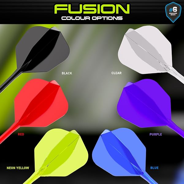 WINMAU Darts - Fusion Système intégré de vol et d'arbre - No.6 Forme et Design - Disponible en Court, intermédiaire et Moyen - Disponible dans Une variété de Couleurs - 4