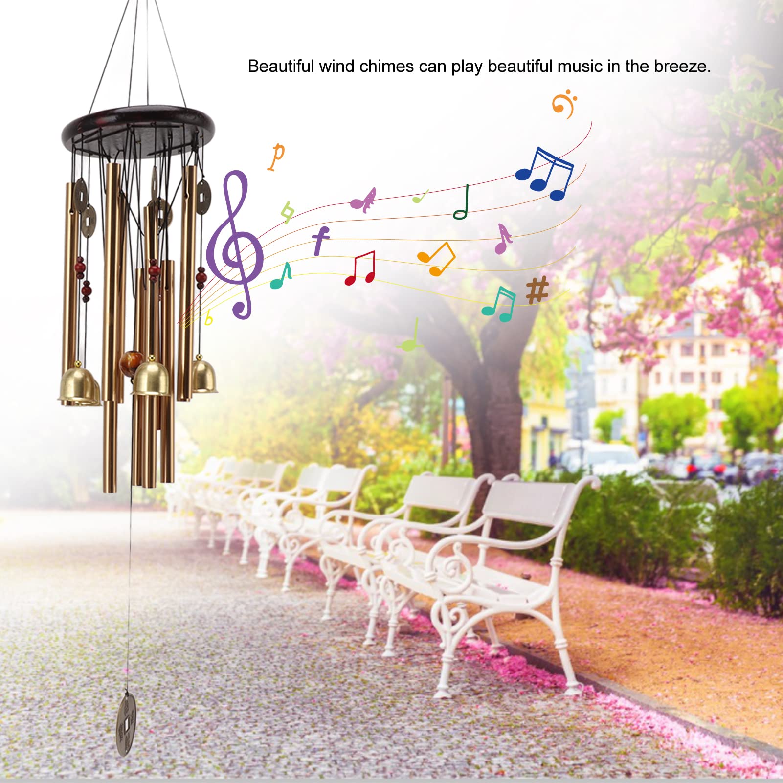 Antique-Style Wind Chime with 10 Aluminum Tubes - Decorative Home Ornament for Garden and Yard
