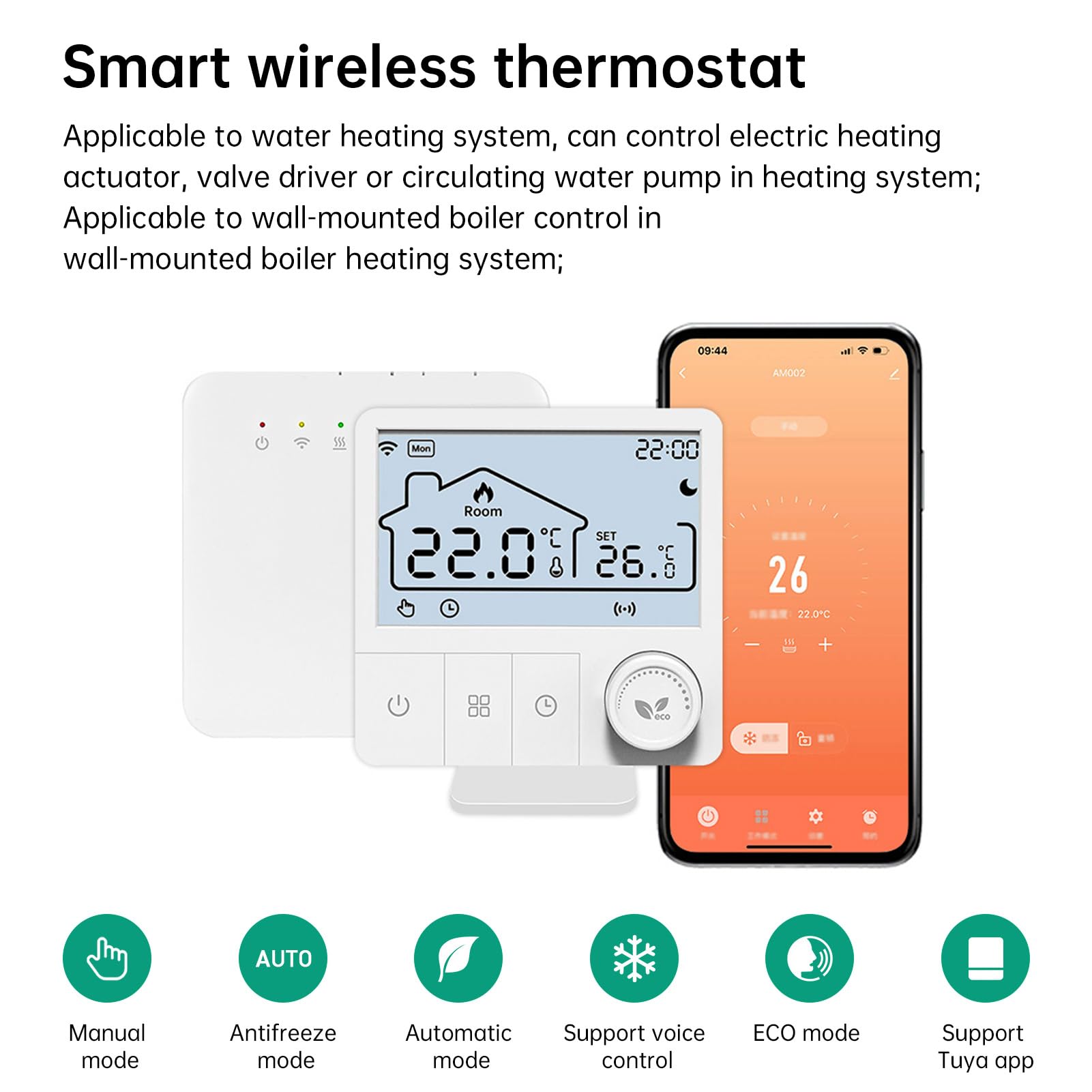 Inteligentny Termostat, łatwa Instalacja, Termostat Wtykowy, Regulator Temperatury, Elektryczny Cyfrowy Termostat, Ogrzewanie, Chłodzenie, Timer, Biały, Programowalne