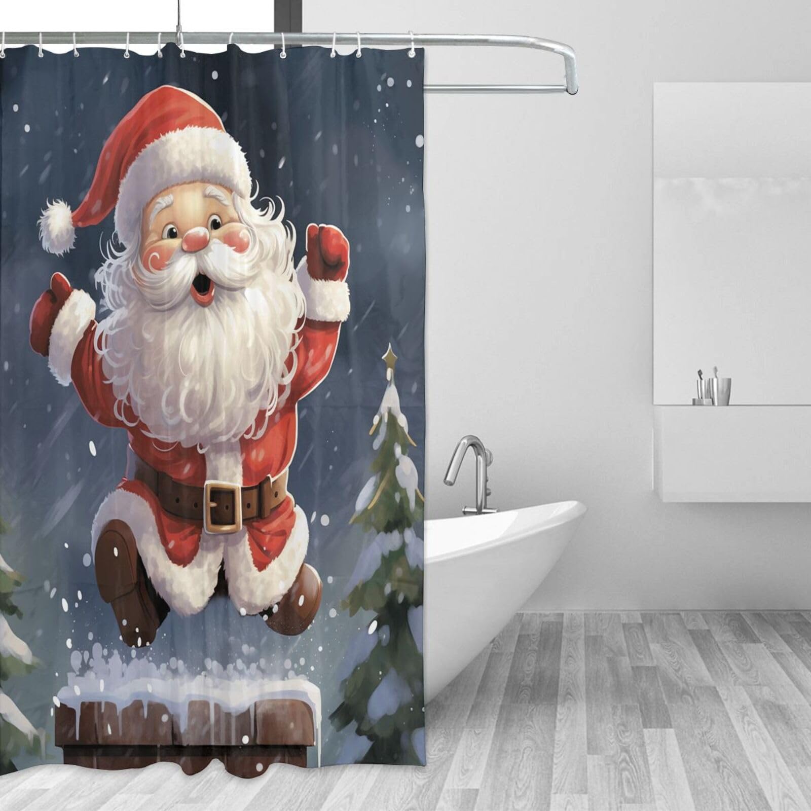 Rideau de douche de Noël pour décorer la salle de bain des enfants avec 12 crochets inclus