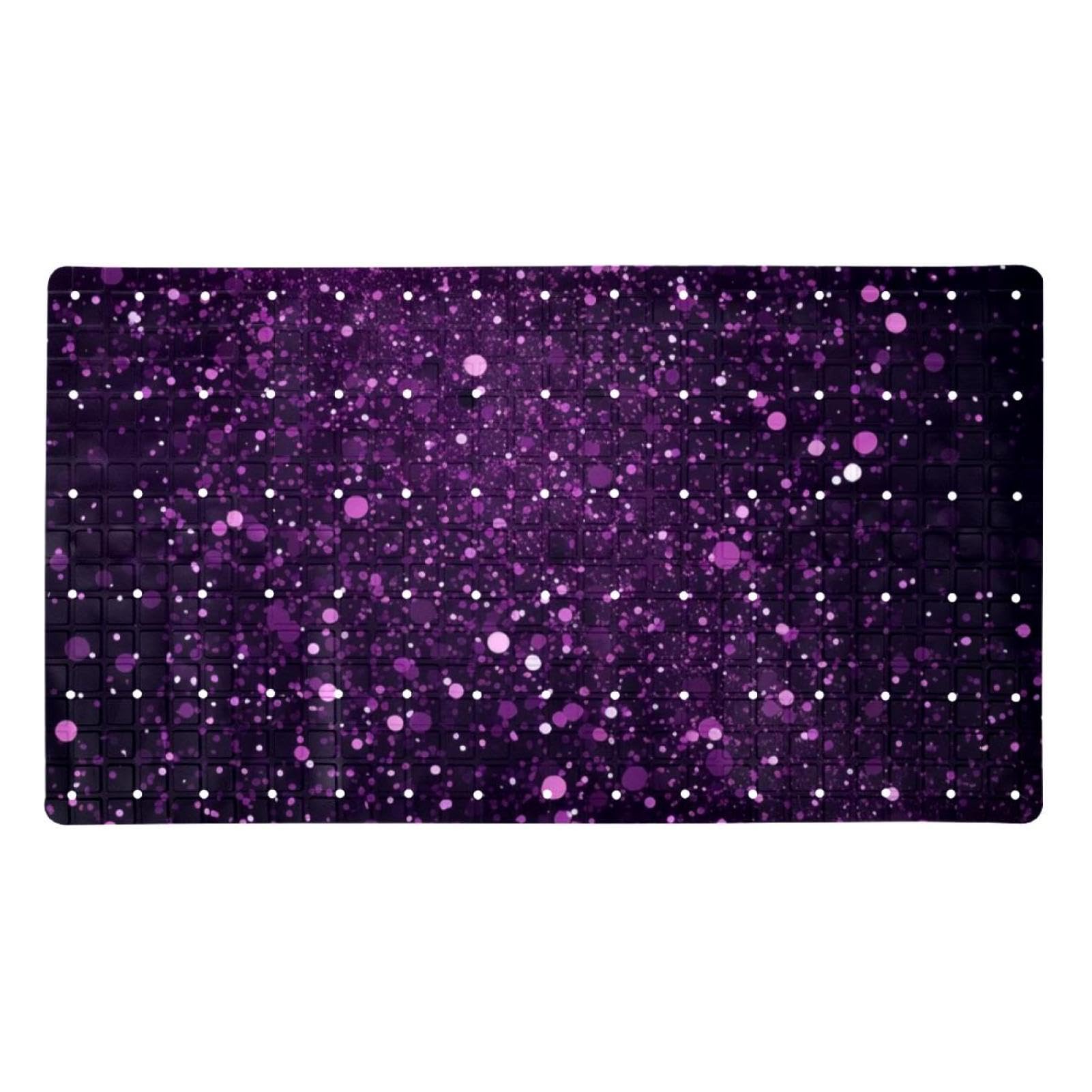 Tapis de Salle de Bain de Qualité Supérieure - Antidérapant, Facile à Nettoyer et Sans Danger pour Toute la Famille - Motif Pailleté Violet Étincelant
