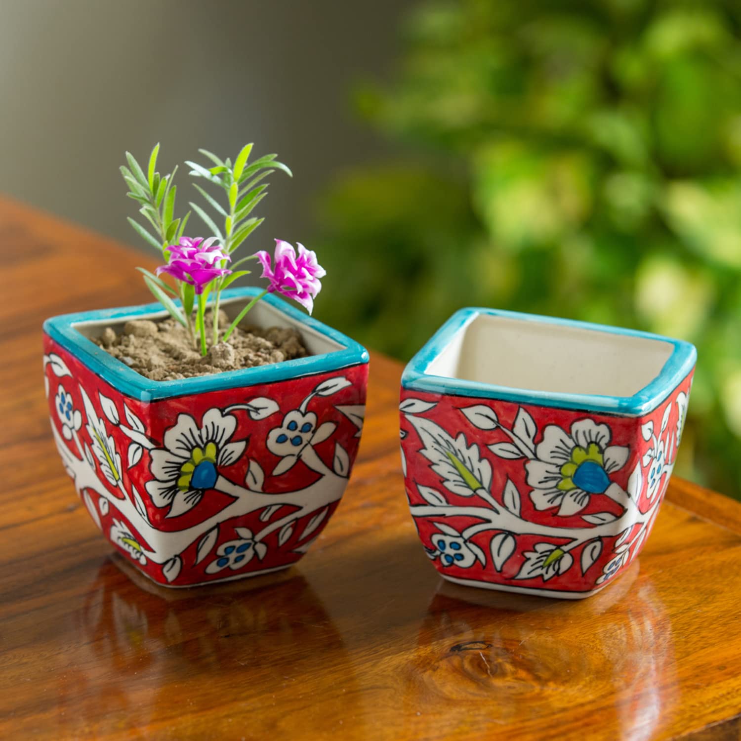 Exclusivelane 'Moroccon Roots Floral' Table Planters for Living Room