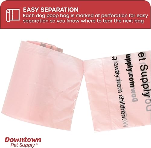 Miniatura 5 de Downtown Pet Supply 1000 bolsas de basura perfumadas de lavanda para perros con dispensador de bolsas de excremento de perro, a prueba de fugas,