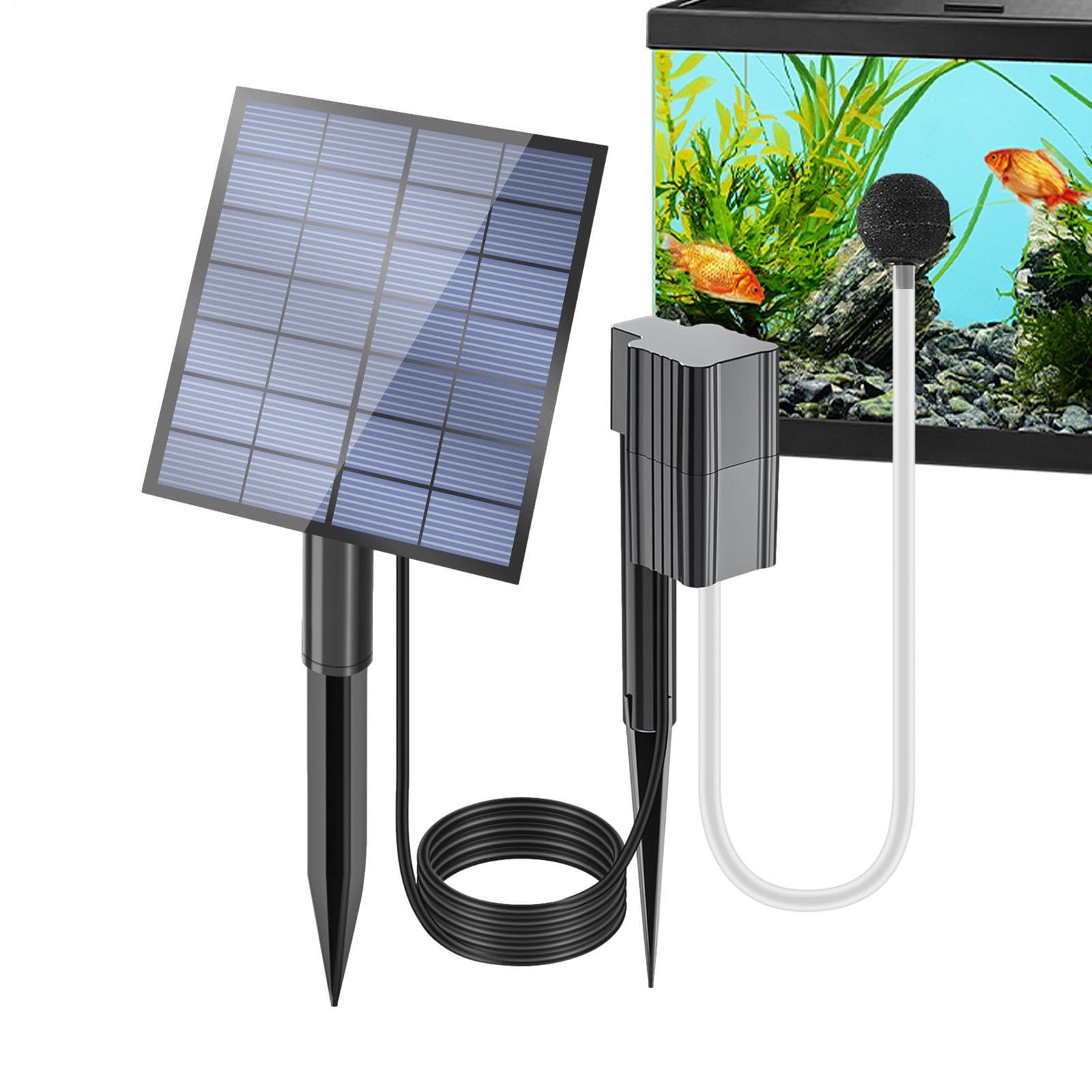 Aérateur de bassin professionnel à énergie solaire – Pompe à haute efficacité | Bulleur d'air réglable pour aquarium, kit de bulles , diffuseur d'oxygène, système de batterie de secours