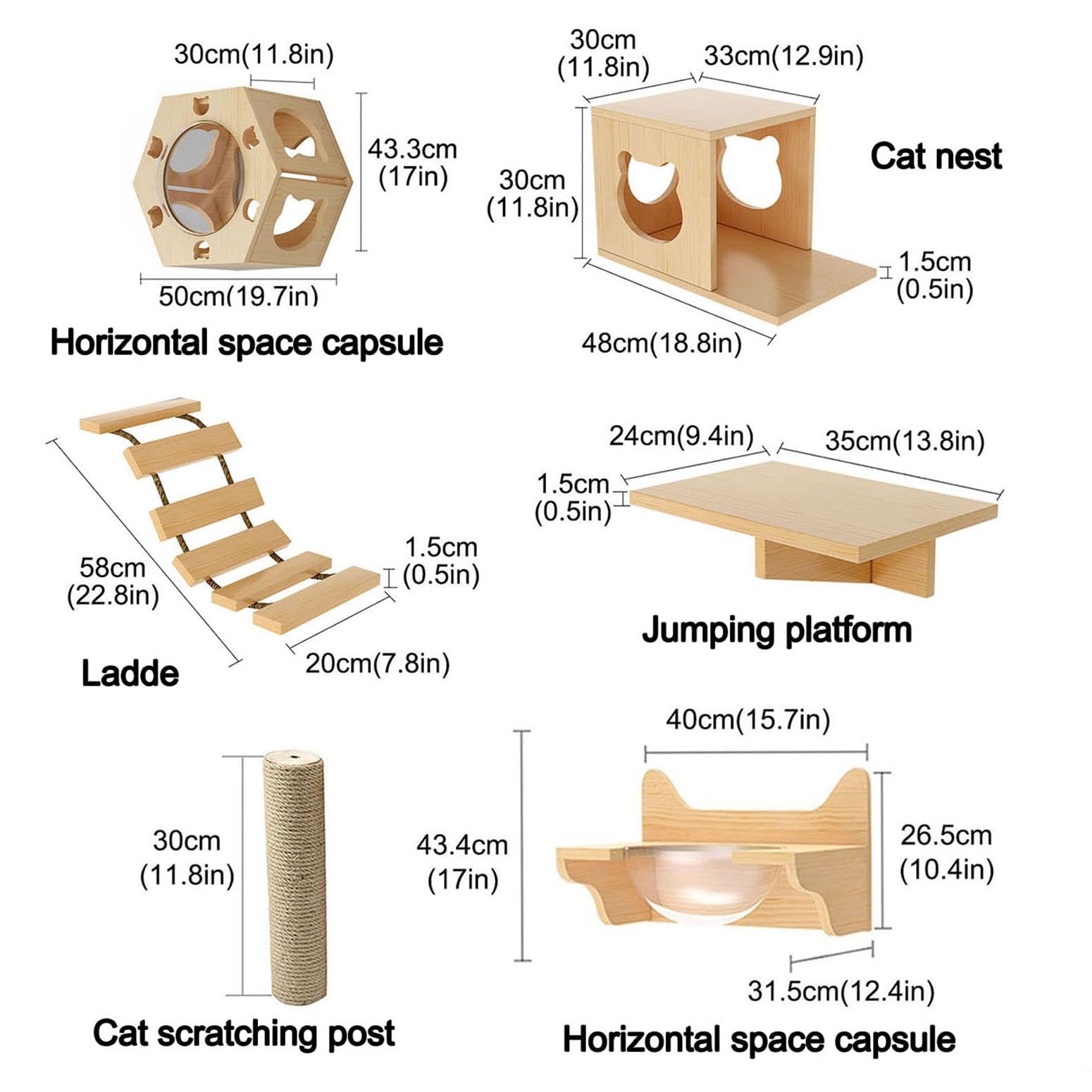 Katzenkletter- und Kratzmöbel-Set mit erweiterbaren Wandregalen und Plattformen für Indoor-Aktivitäten