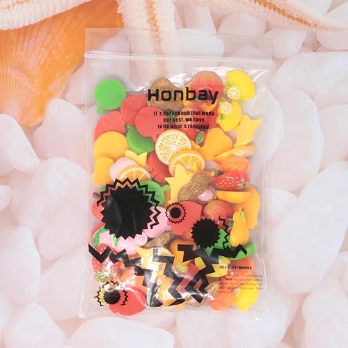 Miniatura 6 de Honbay 72 dijes de resina de imitación de frutas con parte trasera plana, lindos dijes de limo de frutas, adornos de resina de limón, tomate,