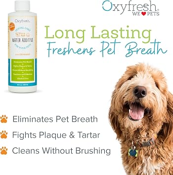 Oxyfresh Premium Pet Dental Care Solution Pet Water Additive No Brushing | Perfect to Eliminate Bad Dog Breath and Cat Bad Breath Fights Tartar & Plaque So Easy, Just Add to Water Vets Love It