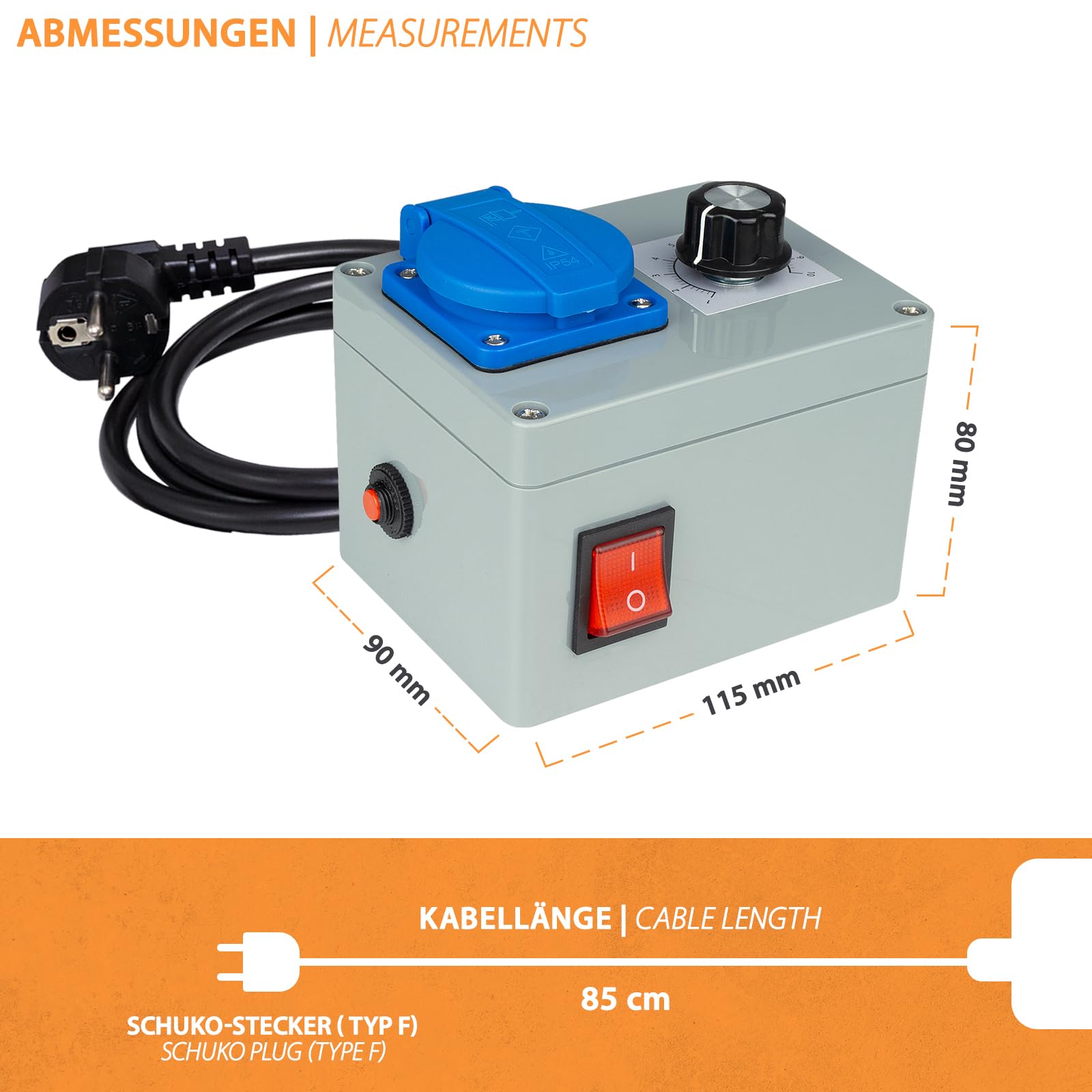 2600 Watt Elektronischer Leistungsdimmer Leistungsregler Dimmer Drehzahlregler Spannungsregler für Lüfter Werkzeug Deckenventilator Winkelschleifer Kreissäge