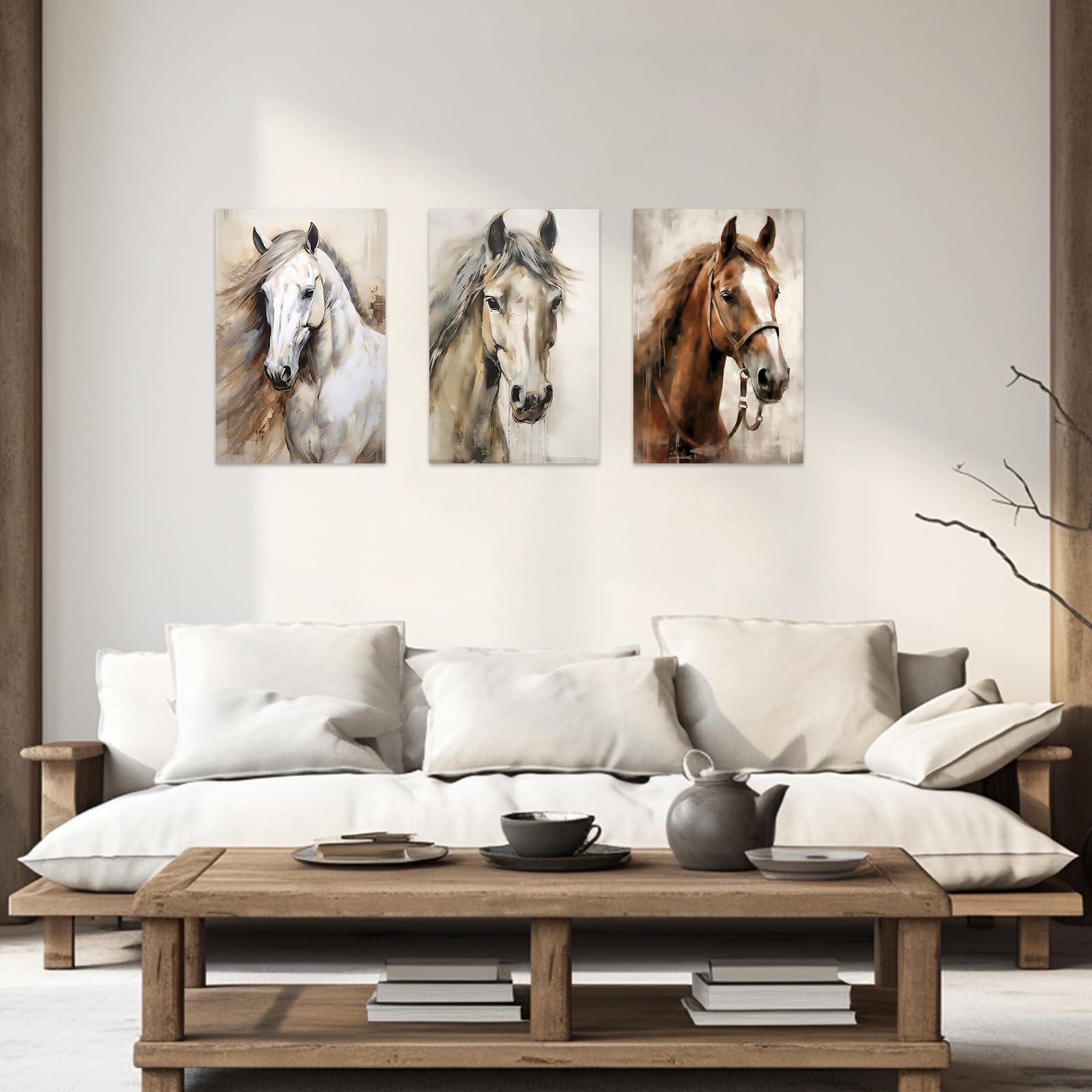 Amazon.co.jp: ZXHYWYM 3ピース 馬 キャンバス ウォールアート 抽象 馬