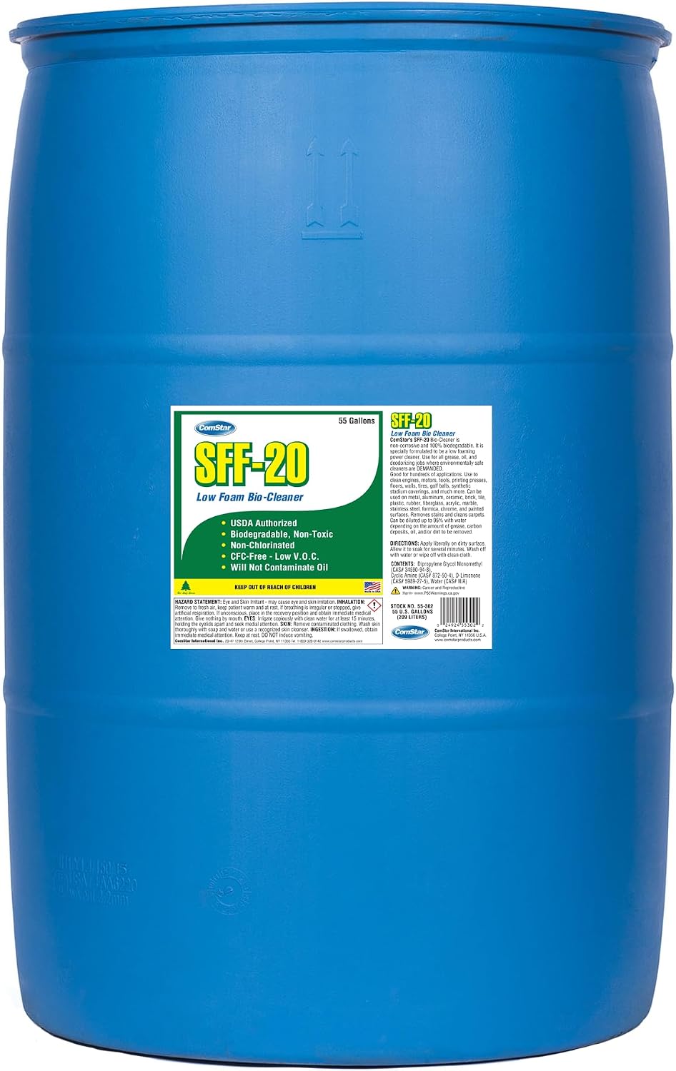 SFF-20, 55 Gallons, Heavy Duty Mechanical Parts Cleaner, Ultrasonic Cleaning Solution, Removes Grease, Rust Inhibitor, Non-Flammable, Low VOC, Safe for Metal, Plastic & More (55-302)