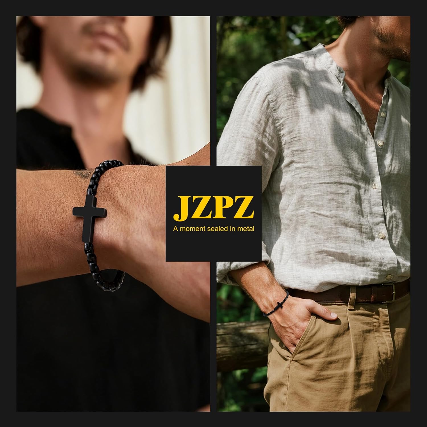 Cross Bracelet for Men,Christian Cross Link Chain,Stainless Steel Bracelets Rolo Chain,Non Tarnish Black Bracelets Bayonet Clasp,Valentine's Day Gifts Idea for Men,Son,Husband,Baptism,Easter,Birthday - Image 9