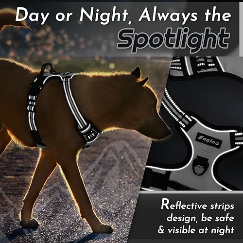 Miniatura 106 de Eagloo Arnés para perro de tamaño mediano, chaleco de servicio sin tirones con tiras reflectantes y asa de control, ajustable y cómodo para caminar