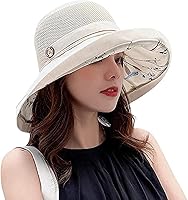 KorhLeoh Women's Mesh Sun Hat UPF 50+ UV Protection Wide Brim Packable Beach Bucket Hat