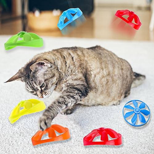 Miniatura 4 de KIMOBER 17 piezas de juguete de búsqueda de gatos, juguetes interactivos de seguimiento para gatitos con 15 hélices voladoras coloridas para