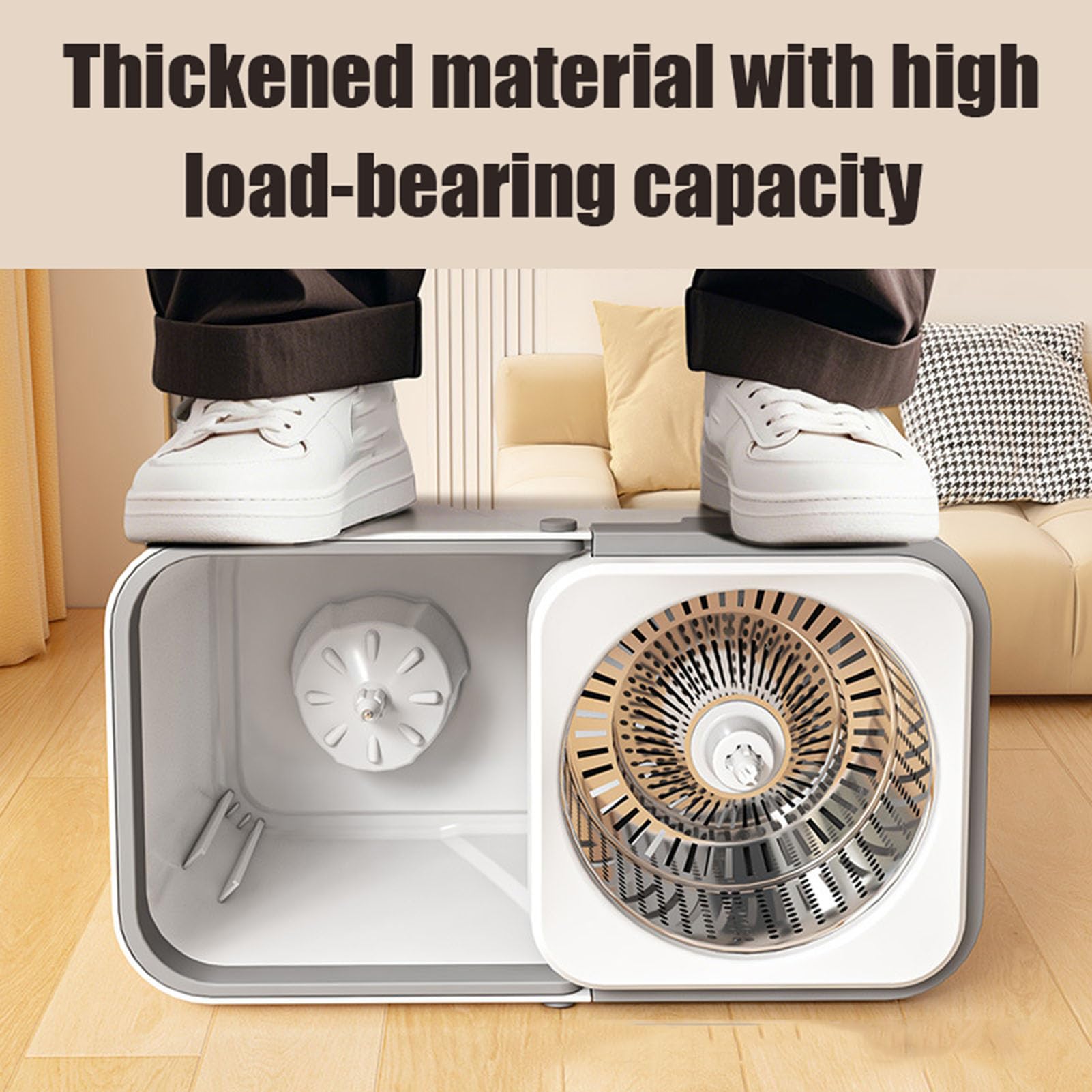 Juego mejorado de fregona y cubo giratorios, escurridor con manos libres | Trapeador de microfibra absorbente para pisos laminados de madera dura y baldosas, sistema de secado fácil