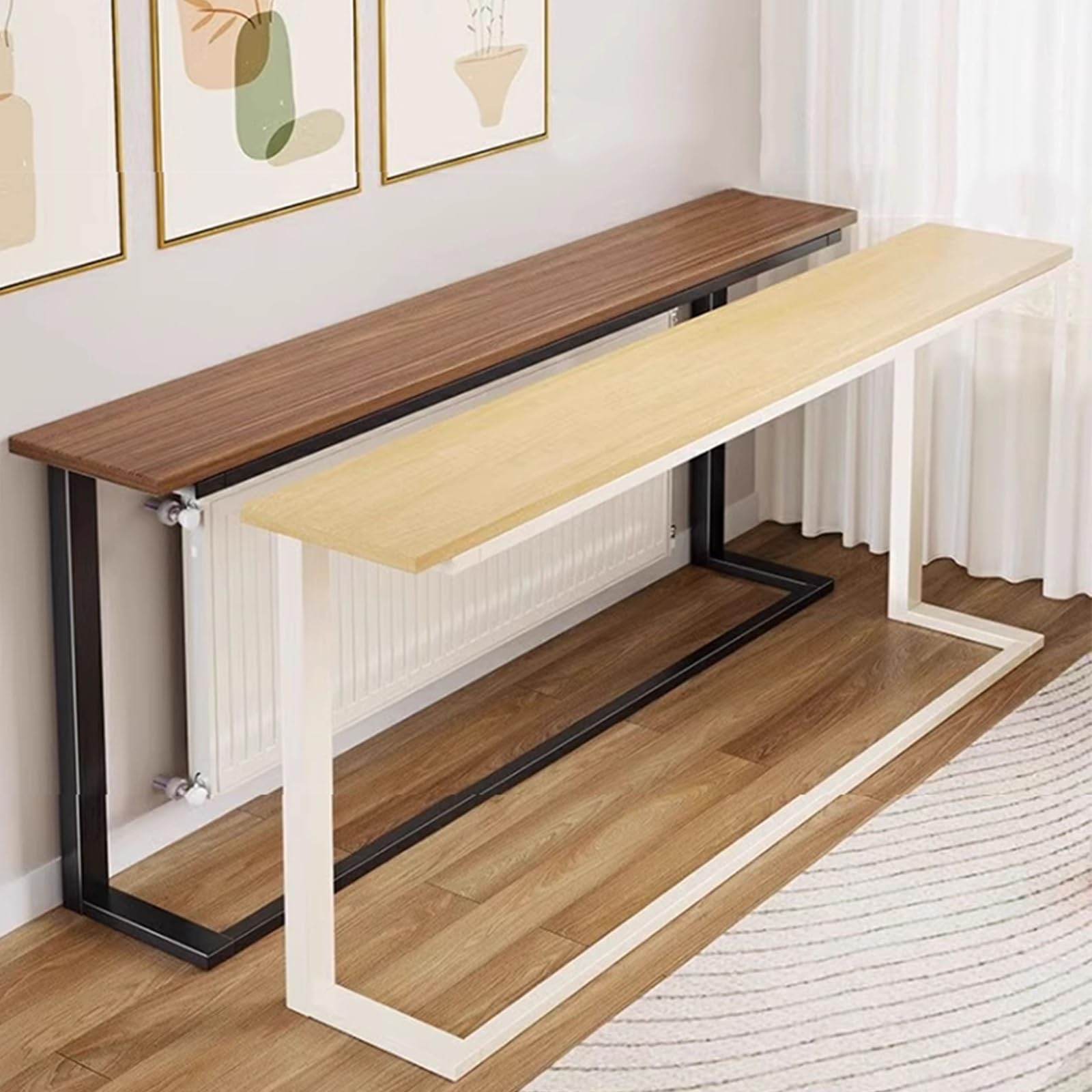 Heizkörper-Abdeckung, Gitter, Metall-Konsole für Sofas, Betten, Eingangsbereich, Flur, Regal, stilvolles schwarzes Design, 120 x 80 x 15 cm, perfekt als Wohnzimmerdekoration