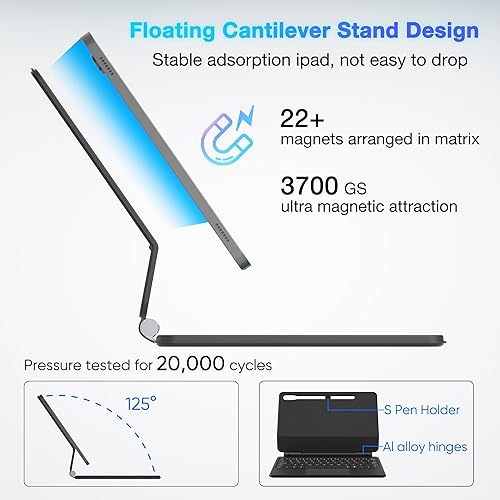 Miniatura 4 de doqo Funda con teclado para Samsung Galaxy Tab S9+S9 FE+S8+S7 PlusS7 FE Funda magnética de 12.4 pulgadas con teclado Touchpad incorporado Bluetooth