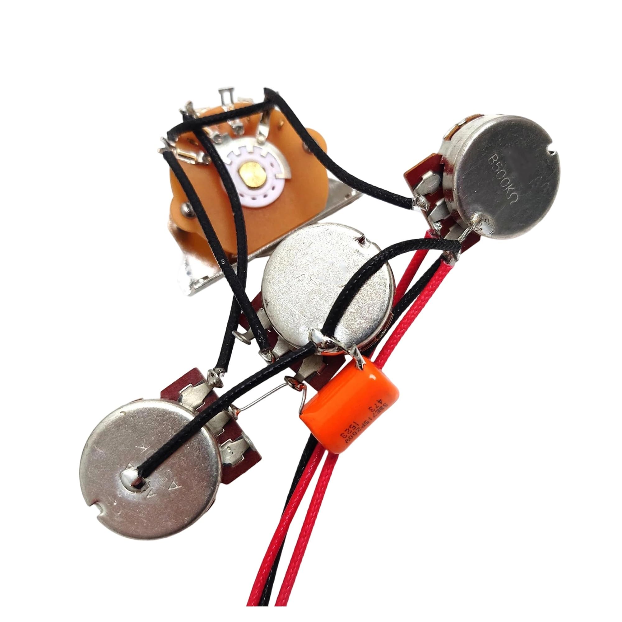 Arnés de cableado profesional para instrumentos mu Arnés De Cableado Previo Para Guitarra Potenciómetro De 500K 5 Paradas Kit Manual 1V2T