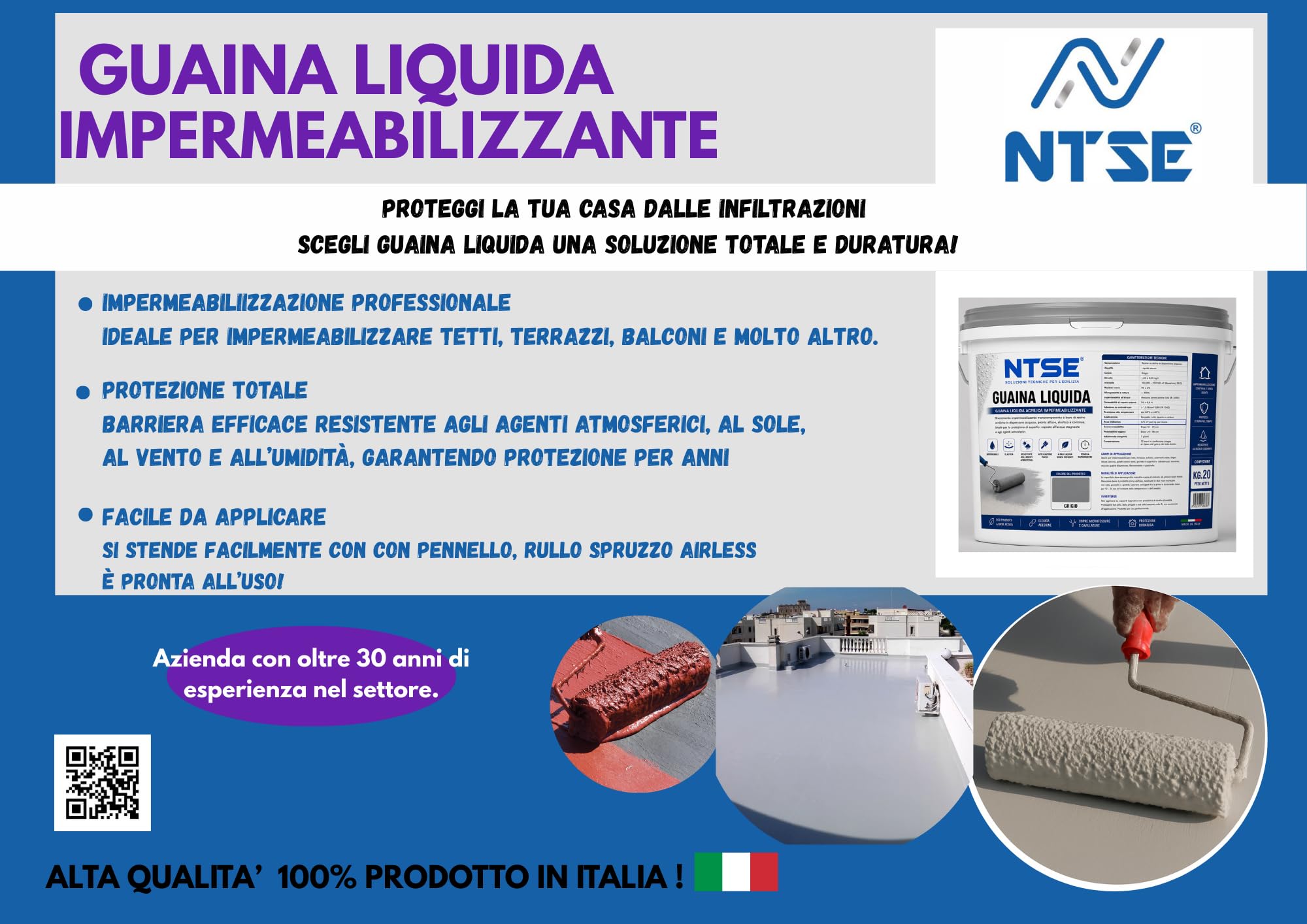 GUAINA LIQUIDA IMPERMEABILIZZANTE (GRIGIO, KG 20)