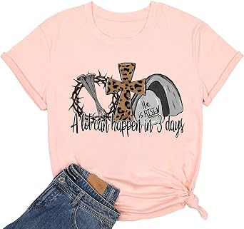 A Lot Can Happen in 3 Days Shirt Women He is Risen Tshirt Christian Easter is for Jesus Tee Casual Short Sleeve Tops