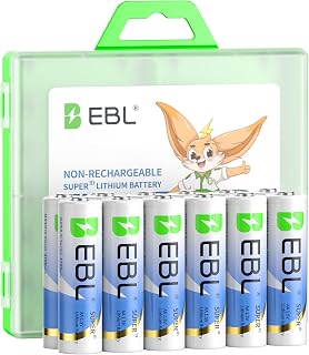 EBL Lithium AA Batteries 12 Pack, Longest Lasting 3700mAh 1.5V Non-Rechargeable, Upgraded Super Ⅲ AA Lithium Batteries for Blink Camera, Doorbell, Smart Lock Deadbolt