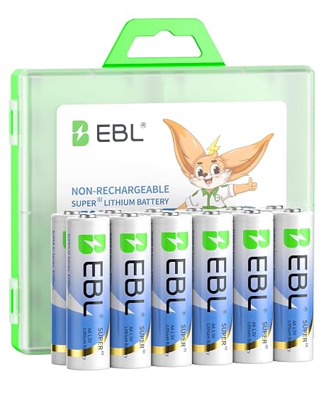 EBL Lithium AA Batteries 12 Pack, Longest Lasting 3700mAh 1.5V Non-Rechargeable, Upgraded Super Ⅲ AA Lithium Batteries for Blink Camera, Doorbell, Smart Lock Deadbolt