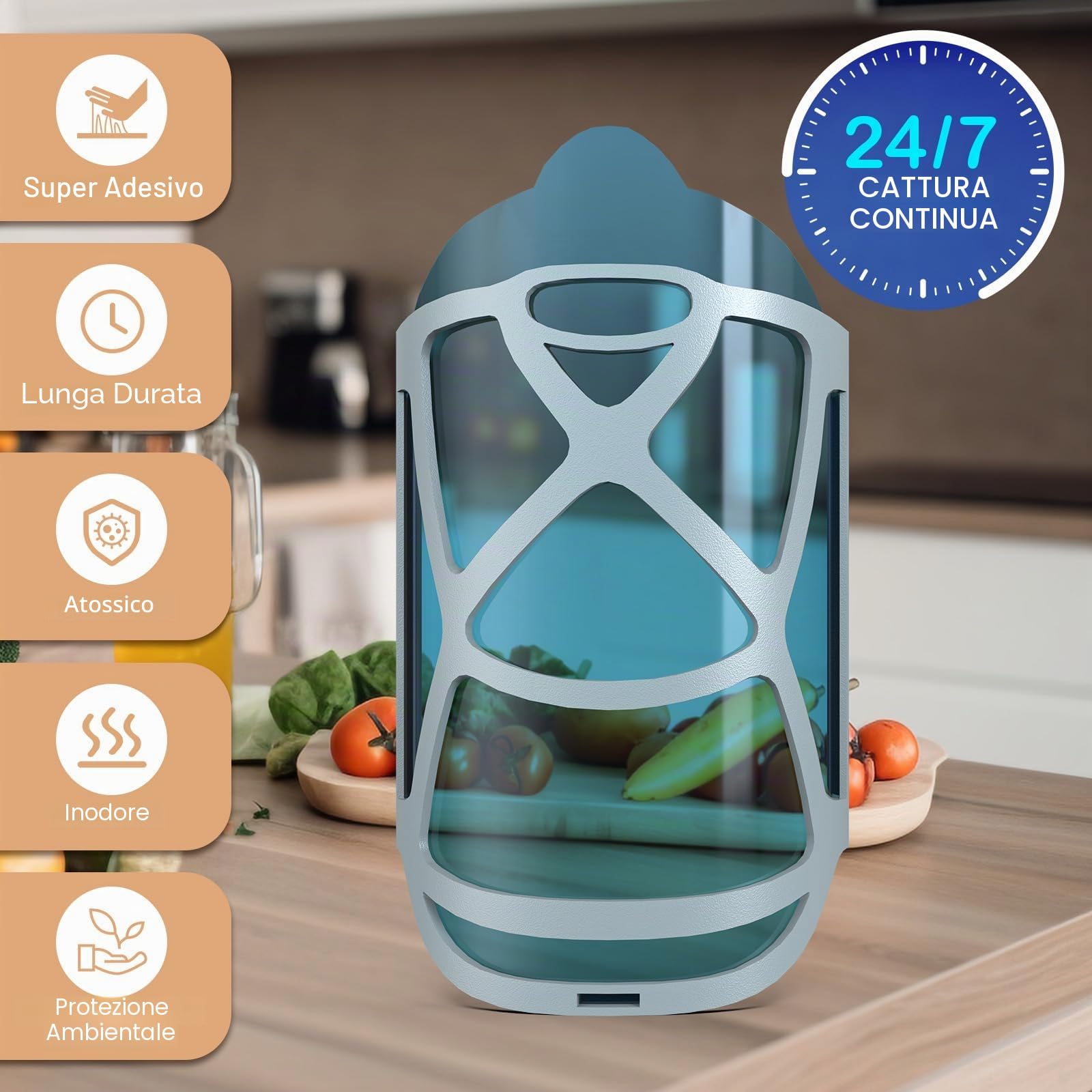 Trappola per Mosche, Antizanzare Volanti Plug-in, Trappole per Mosche da Interni, Lampada Antizanzare UV con Adesivo, Trappola per Zanzare, Mosche della Frutta (2 Dispositivi + 12 Ricariche)