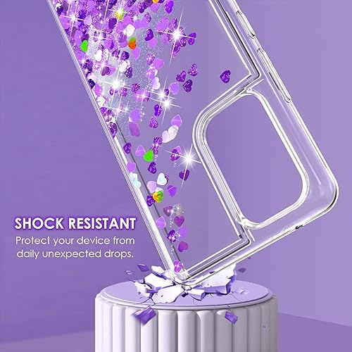 Miniatura 4 de TJS Funda compatible con Samsung Galaxy A23 5G con protector de pantalla de vidrio templado, con purpurina brillante, con infusión de líquido,