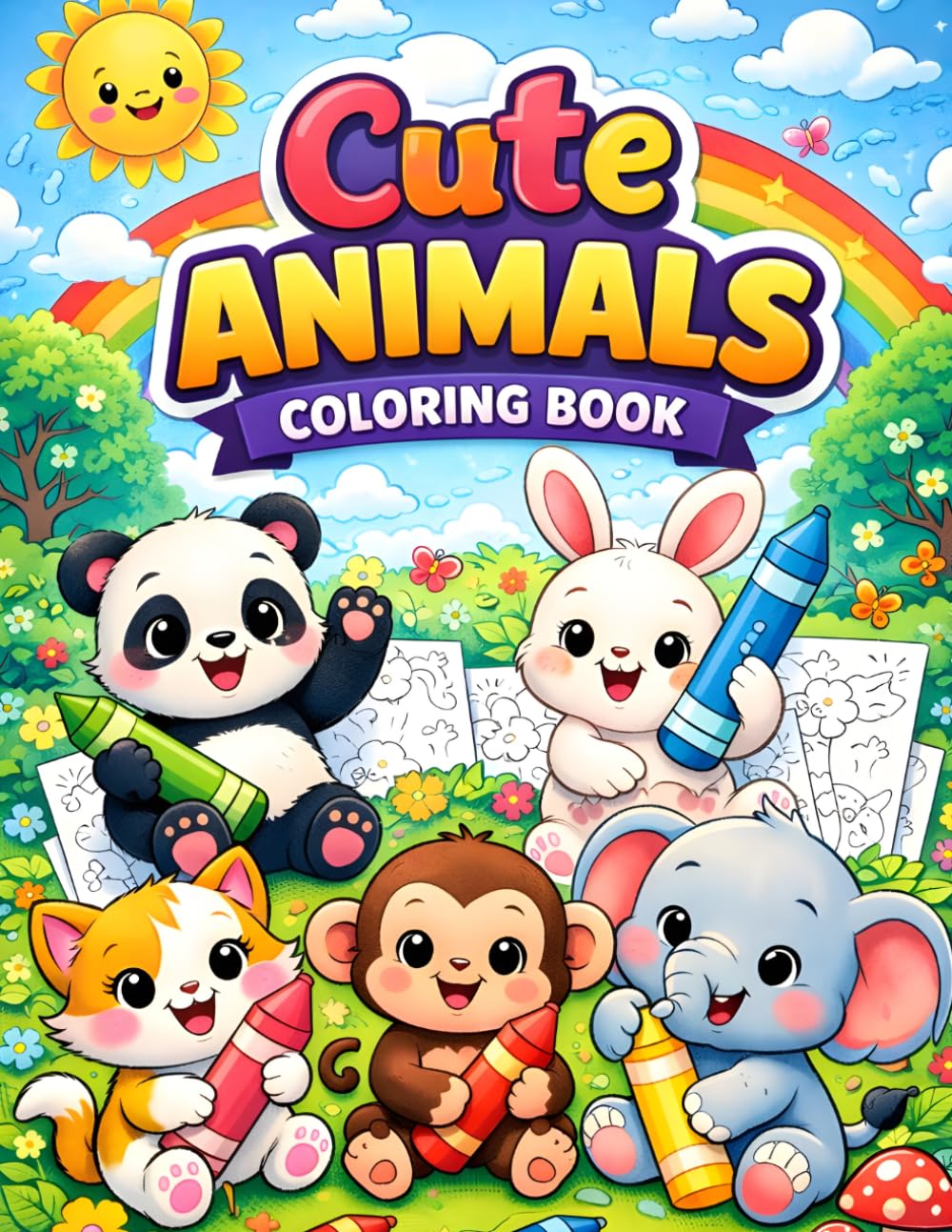 Cute Animal Coloring Book for Kids: Fun and Easy Animal Coloring Pages for Toddlers and Kids Ages 3–6 | Simple and Big Illustrations for Boys and Girls