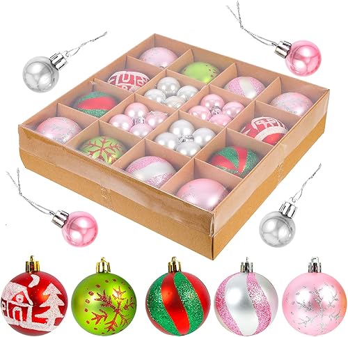 Miniatura 7 de LUOZZY 44 bolas colgantes para árbol de Navidad, adornos de bola de Navidad de plástico, colgante de bola de Navidad