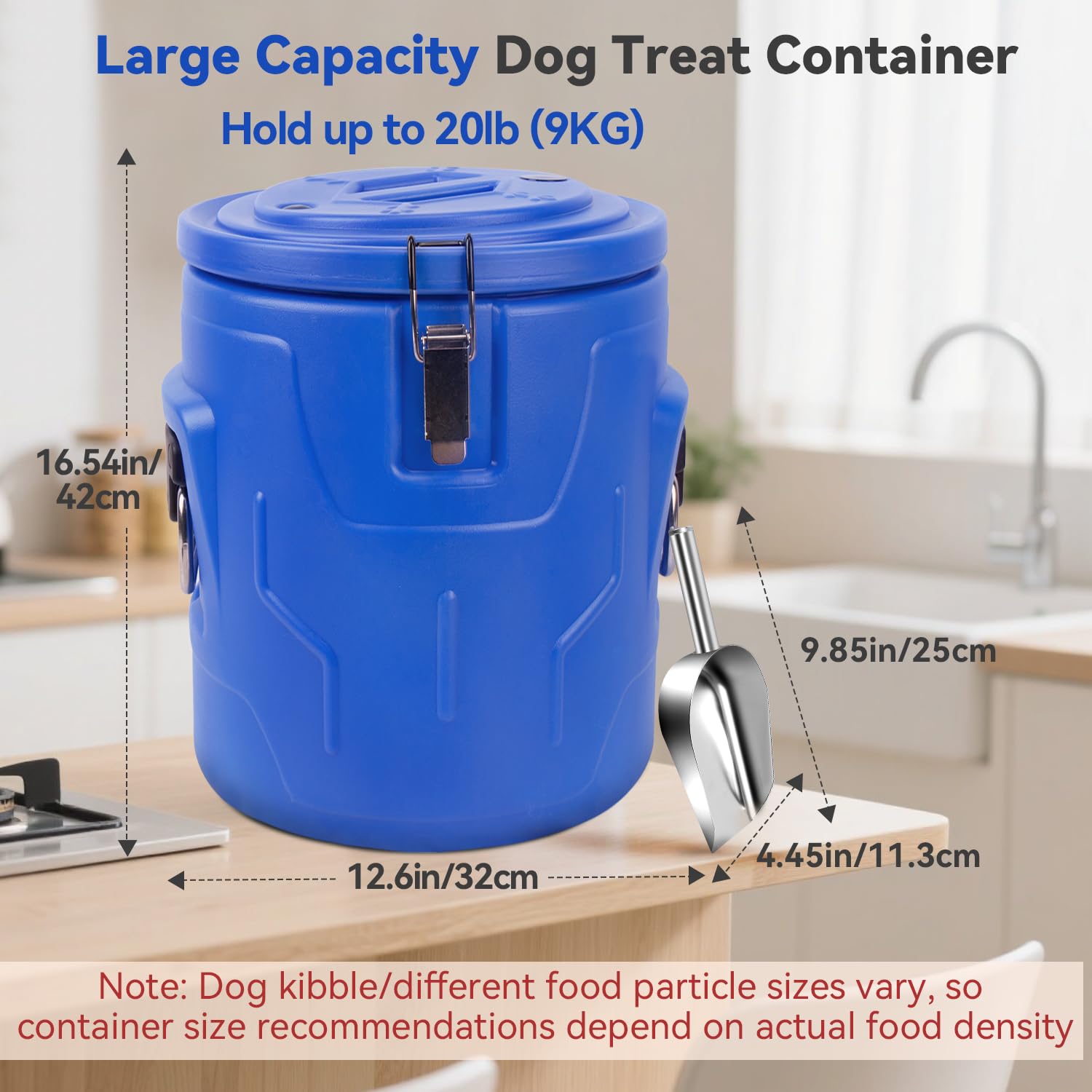 Newget 9.1 kg Hundefutter Vorratsbehälter Edelstahl Luftdicht Tierfutter Vorratsbehälter und Langlebiger Kunststoff Lebensmittelbehälter Großer Metall Katzenfutterbehälter mit Deckel und Schaufel zum