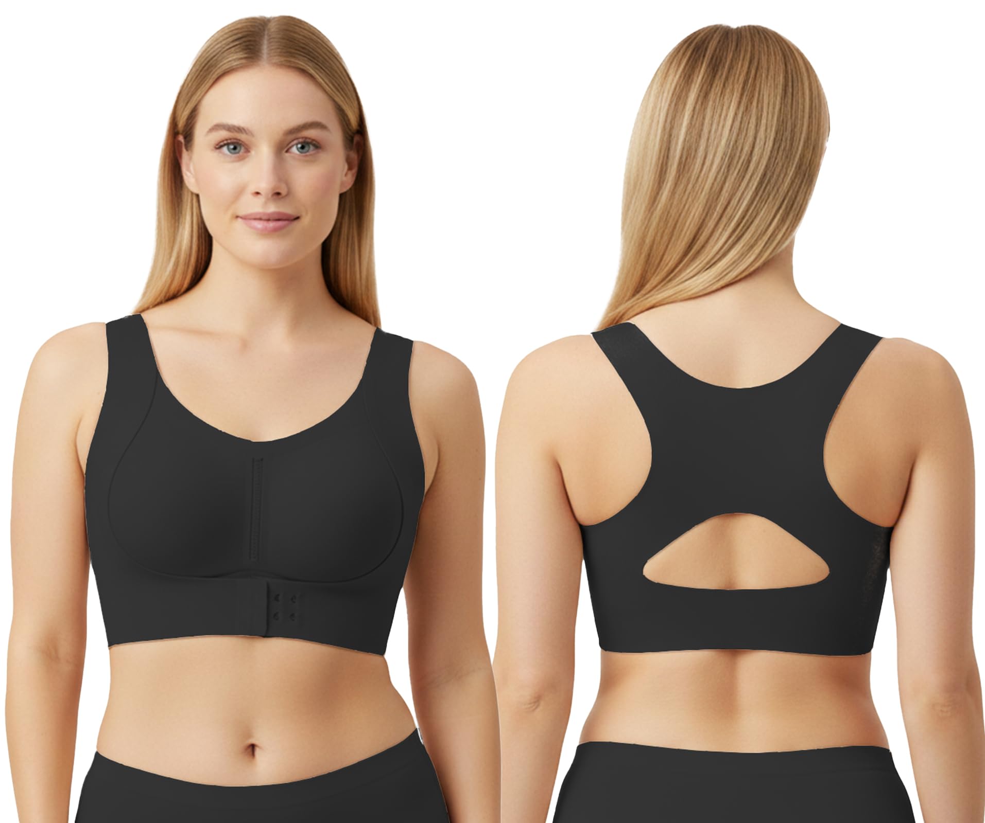 Front Closure Wireless Support Bra for Women – Full Coverage Seamless Comfortable Everyday Bra with Wide Straps & Breathable Fabric-picture-39