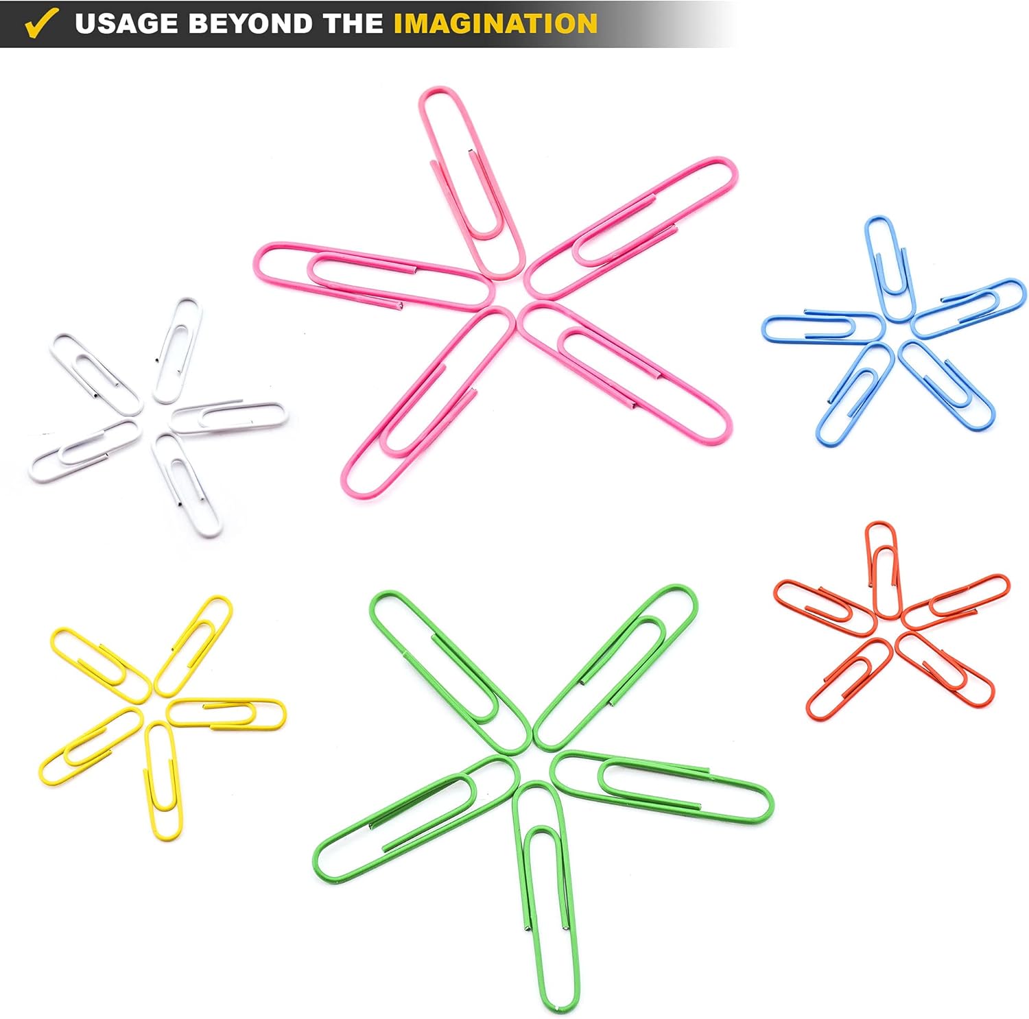 450 Color Paper Clips Assorted Sizes Small, Medium and Large Paper Clips for Paperwork Ideal for Home, School and Office Use (Assorted, Multicolored) Multicolored Paper Clips image 5 of 9 B08P9TR96Q